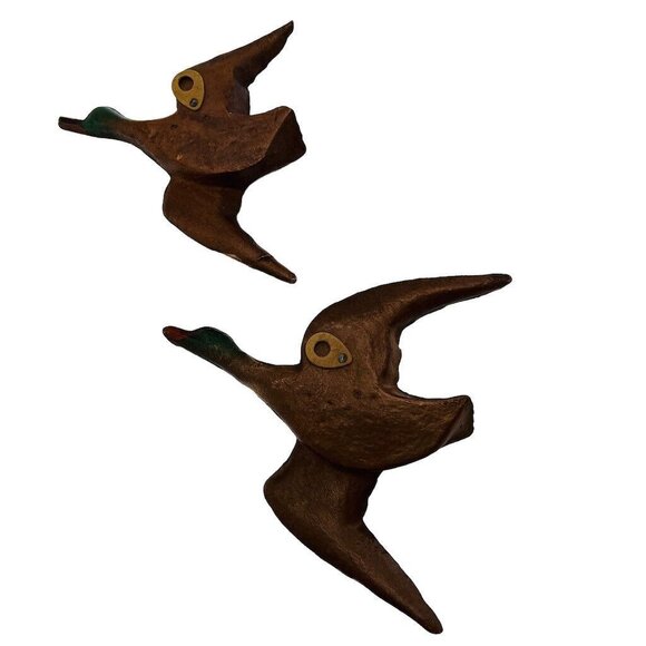 Vintage Wall Decor Geese In Flight by Syroco MCM USA Faux Wood Grain Small - Picture 7 of 10